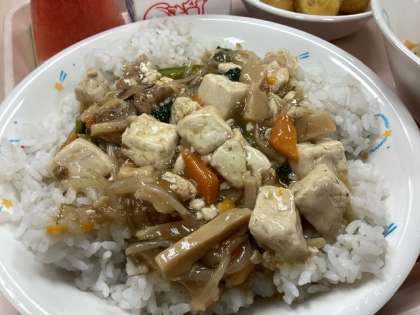 「豆腐と厚揚げのあんかけご飯」