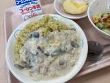 カレーピラフのきのこソースかけ