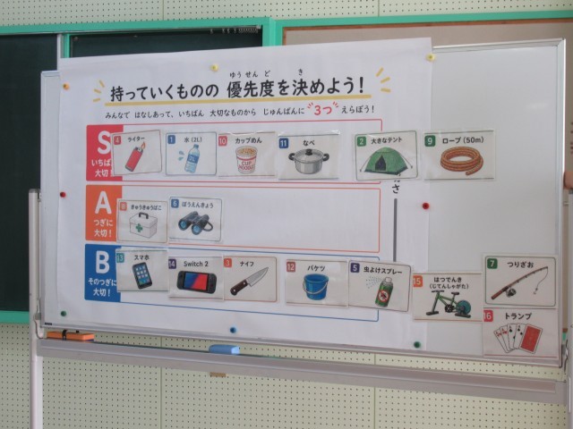 みんなで持っていくものを決めました。