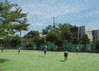 テニス部（ボールを投げあっています）